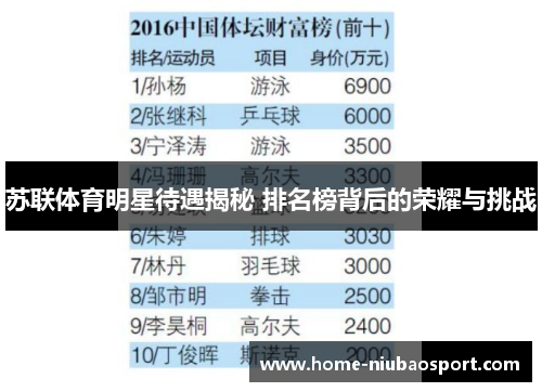 苏联体育明星待遇揭秘 排名榜背后的荣耀与挑战